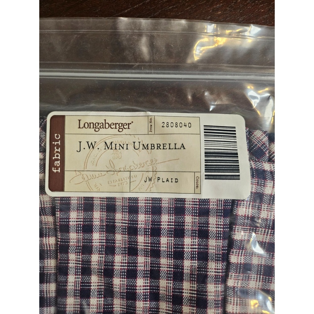Longaberger JW Plaid Miniature Mini Umbrella Basket Liner New
